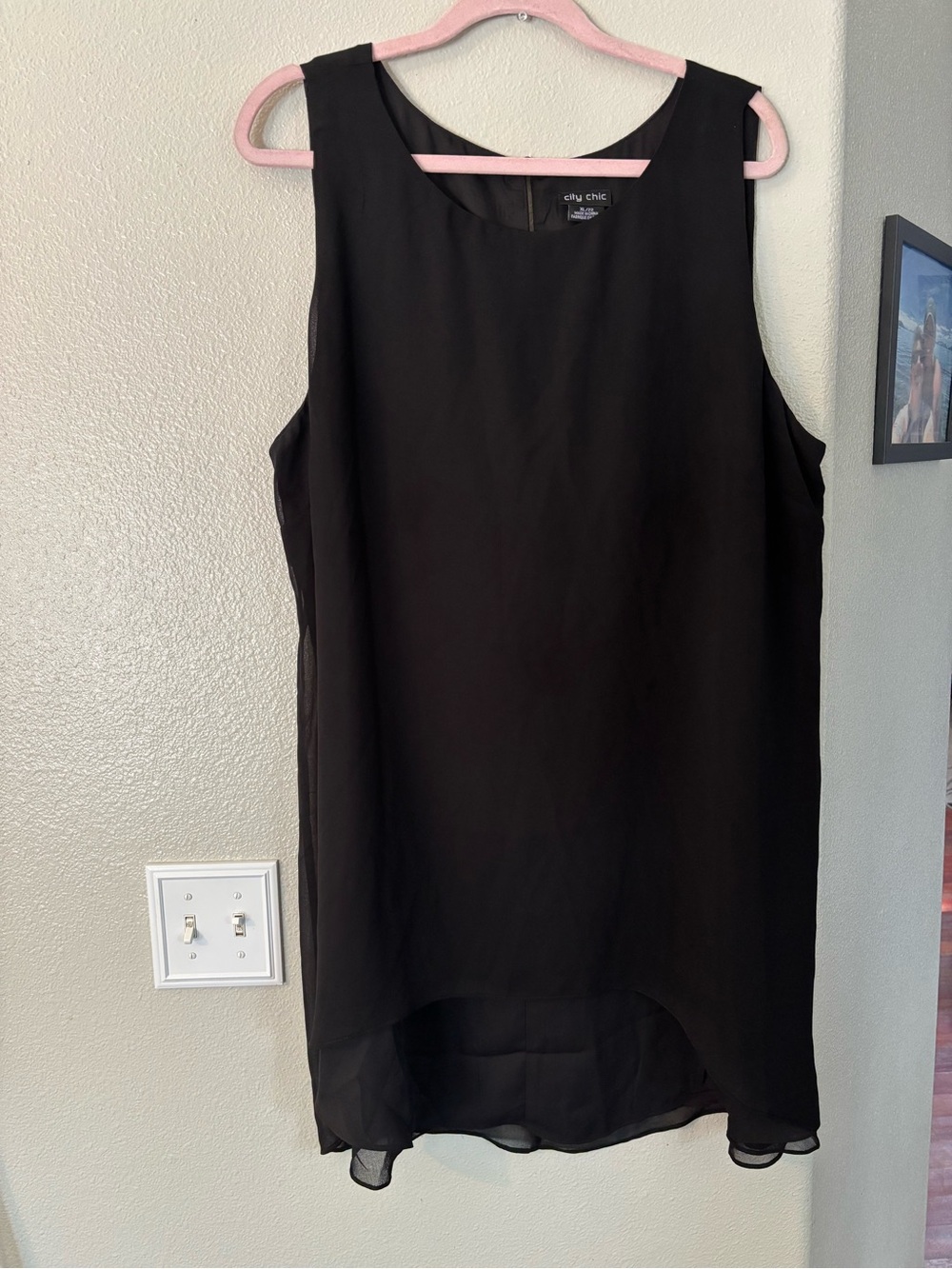 City Chic Black Sleeveless Chiffon Blouse Plus Size XL / 22W High-Low